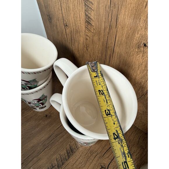 Disney Mugs Mickey Mouse Christmas Red Santa Hat Scarf Coffee Cups Set Of 4 - Picture 3 of 5